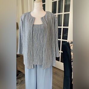 Alex Evenings 3-Piece Formal Pant Suit Set (Tank Jacket & Chiffon Pants) - NWT